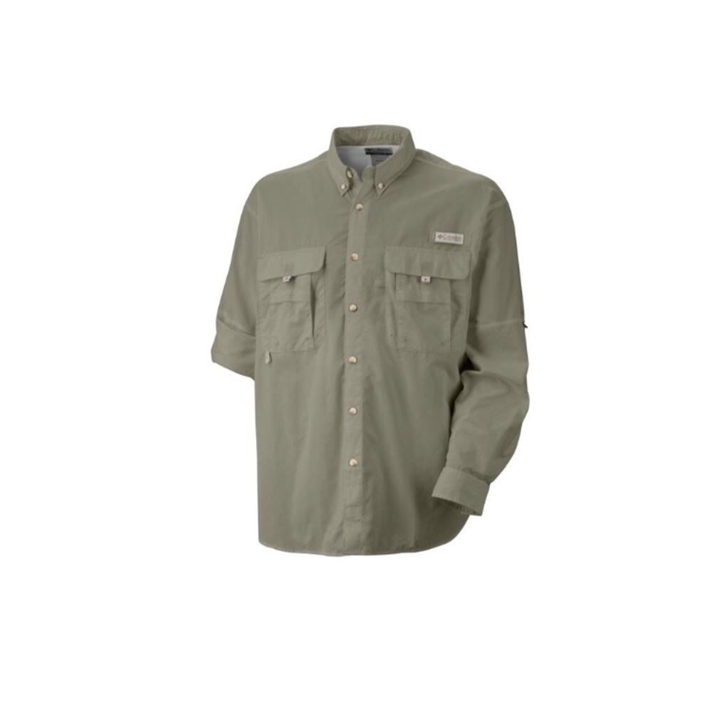 Columbia pfg with Omni shade sage button down L